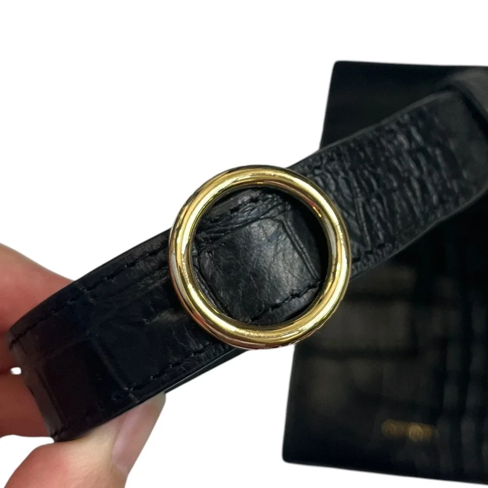 Cuyana Convertible Croc Embossed Mini Belt Bag Black Leather Crossbody Luxury
